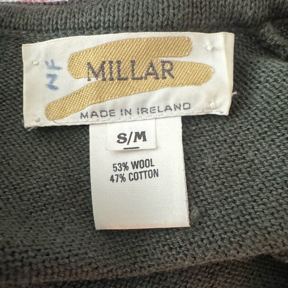 Millar Made in Ireland Green Wool Cotton Blend Button Down Knit Sweater Dress - Picture 5 of 5